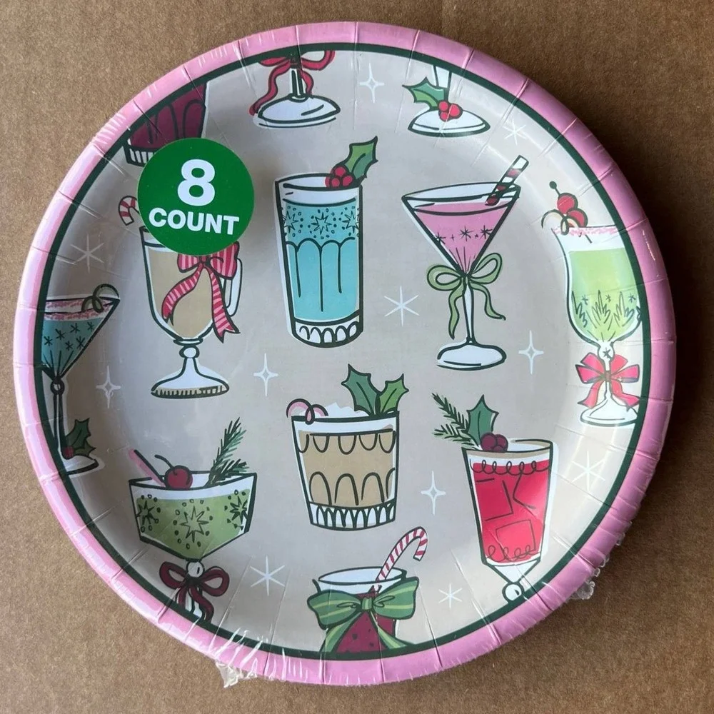10 Pack 8 Count Holiday Cocktail Drinks Paper Plates 7